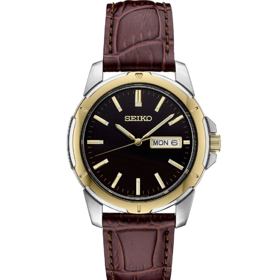 Gifts Seiko | Seiko Essentials Collection 40Mm Black Dial Two-Tone Stainless Quartz