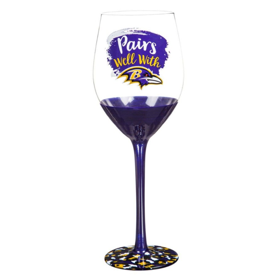 Gifts Evergreen Enterprises, Inc | Baltimore Ravens "Pairs Well" Wine Glass In Gift Box