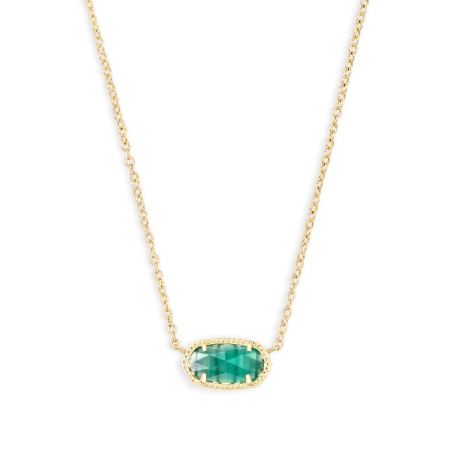 Jewelry Kendra Scott | Kendra Scott Elisa Gold Pendant Necklace In Emerald Cat'S Eye