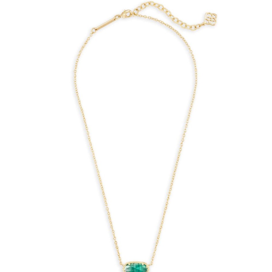 Jewelry Kendra Scott | Kendra Scott Elisa Gold Pendant Necklace In Emerald Cat'S Eye