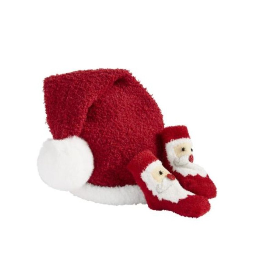 Gifts Mud Pie | Mud Pie Santa Sock & Hat Set