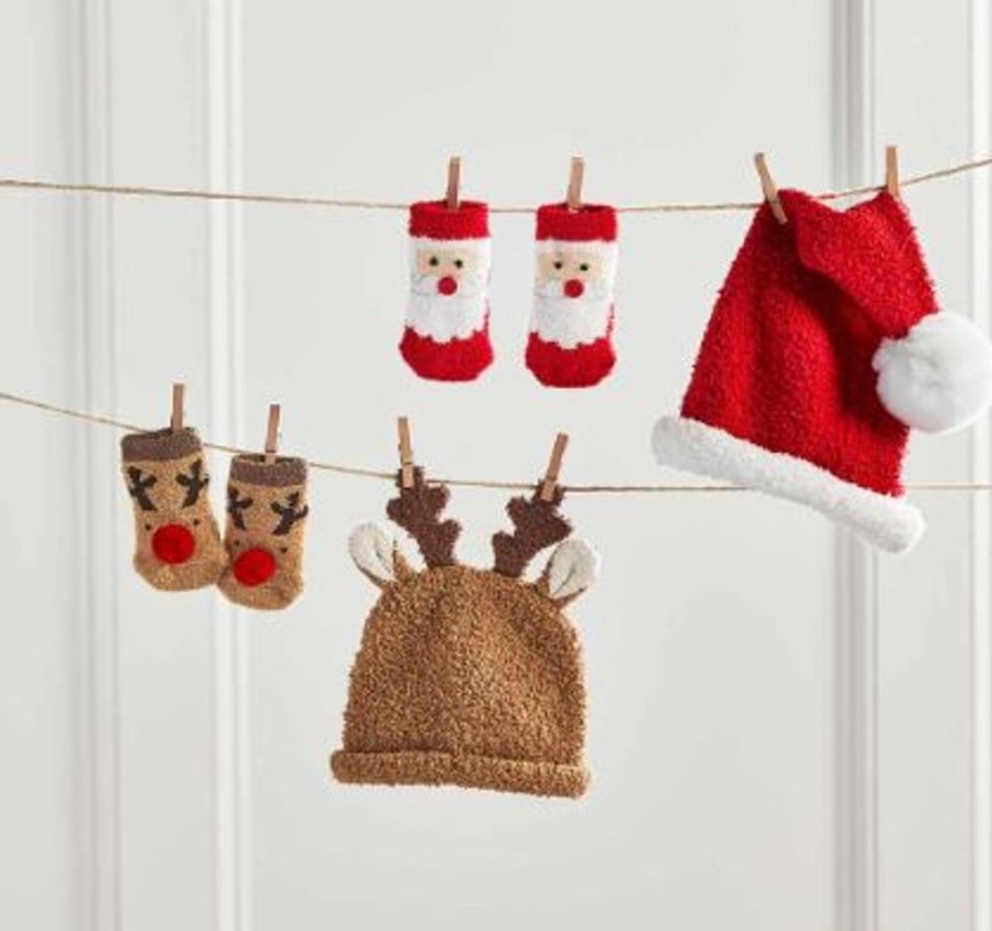 Gifts Mud Pie | Mud Pie Santa Sock & Hat Set