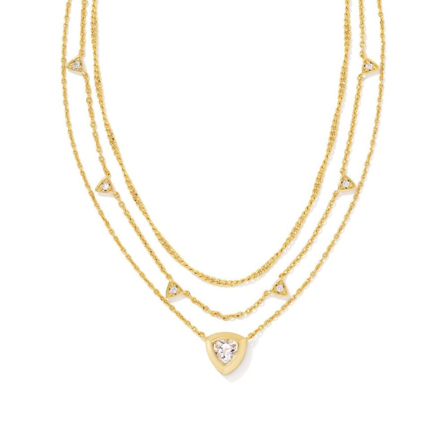 Jewelry Kendra Scott | Kendra Scott Arden Multi Strand Necklace In White Crystal