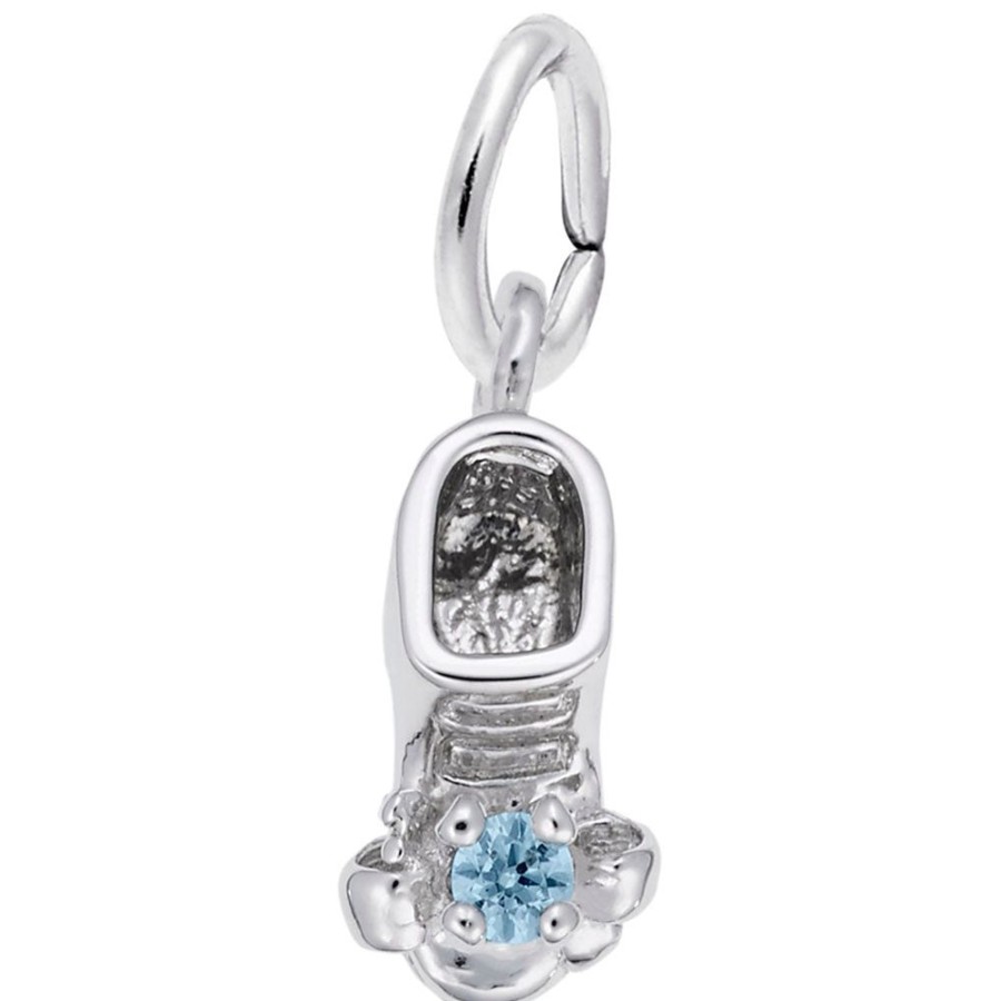 Jewelry Rembrandt | 14K White Gold March Baby Bootie Charm