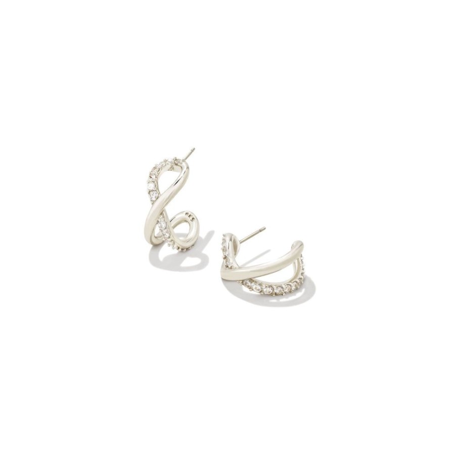 Jewelry Kendra Scott | Kendra Scott Annie Infinity Huggie Hoop Earrings In White Crystal