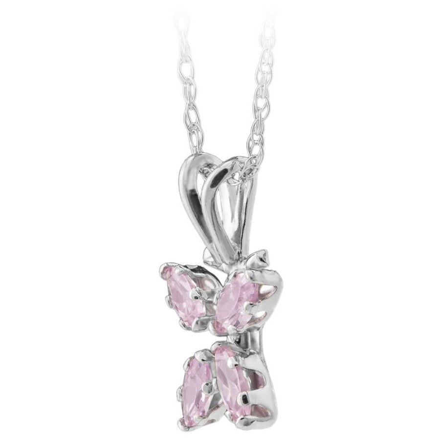 Jewelry Smyth Jewelers | Children'S Pink Cz Butterfly Necklace