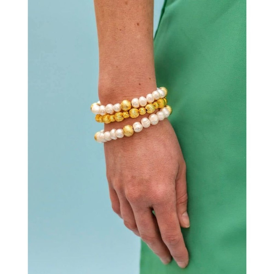 Jewelry Lisi Lerch | Lisi Lerch Georgia Freshwater Pearl And Gold Beaded Bracelet- 10Mm