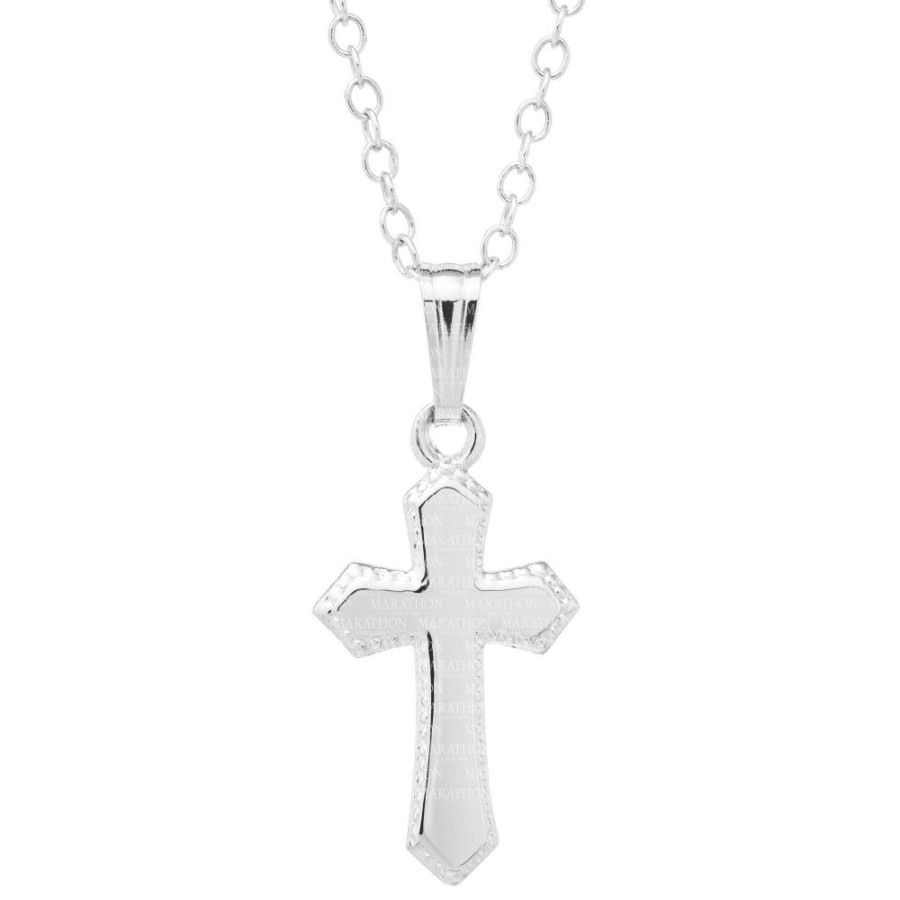 Jewelry Smyth Jewelers | Children'S Silver Cross Pendant Necklace 15"