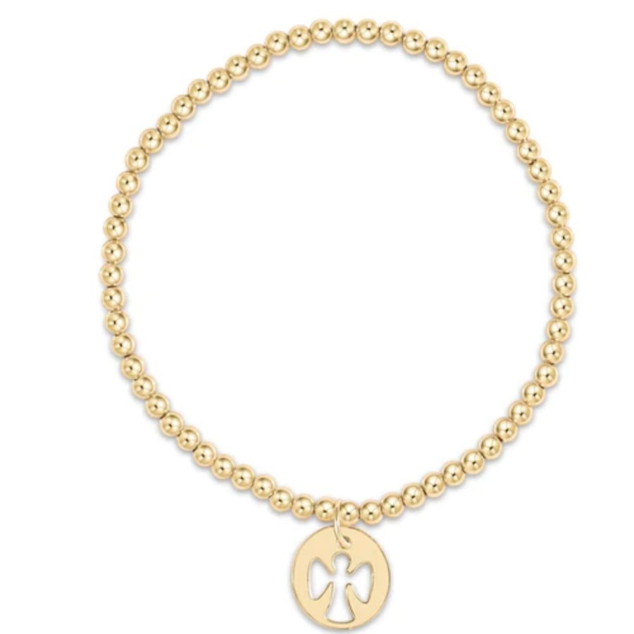 Jewelry enewton | Enewton Classic Gold 3Mm Bead Bracelet - Guardian Angel Gold Disc