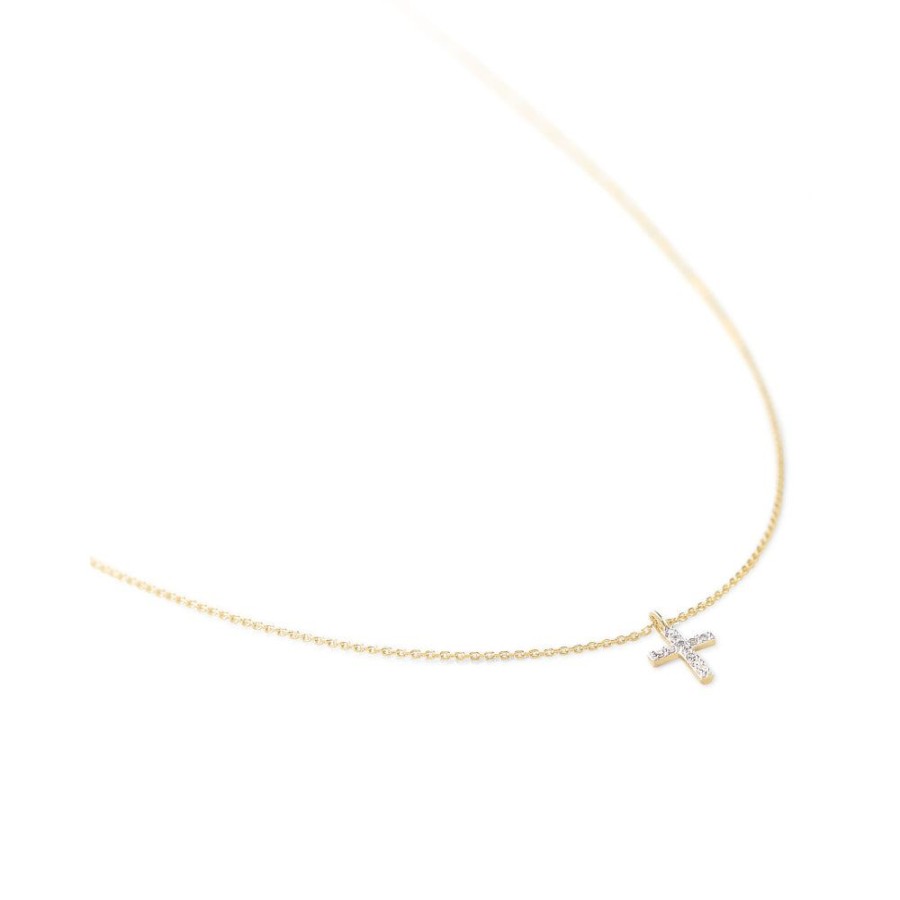 Jewelry Kendra Scott | Kendra Scott Cross 14K Gold Pendant Necklace In White Diamond