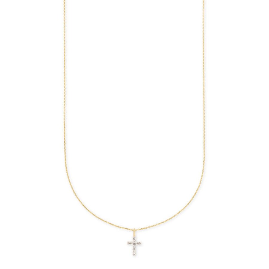 Jewelry Kendra Scott | Kendra Scott Cross 14K Gold Pendant Necklace In White Diamond