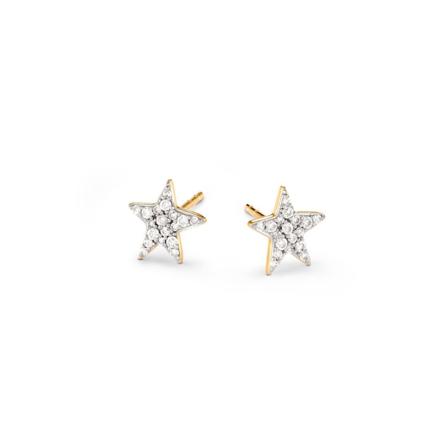 Jewelry Kendra Scott | Kendra Scott Star 14K Yellow Gold Stud Earrings In White Diamond