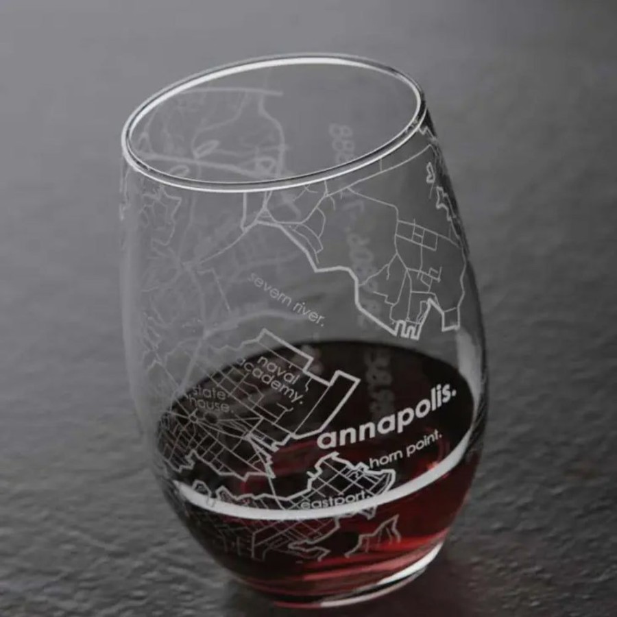 Gifts Well Told | Well Told Annapolis Md Map Stemless Wine Glass