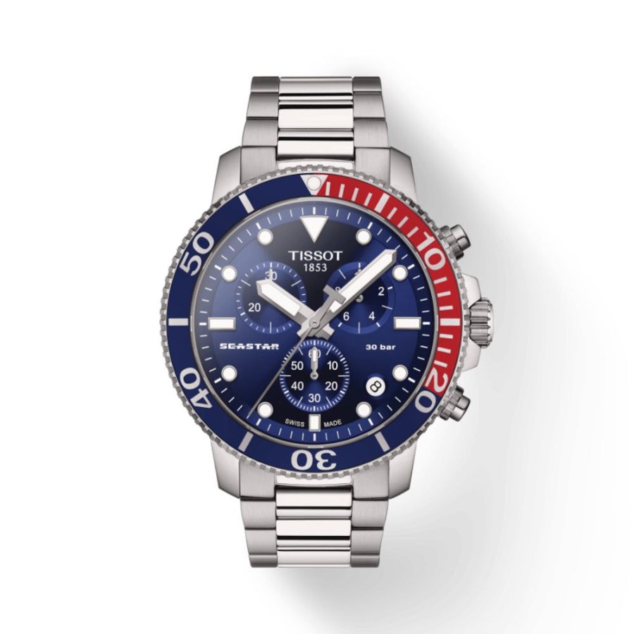 Timepieces Tissot | Tissot Seastar 1000 Quartz 45Mm Chronograph - Steel/Blue