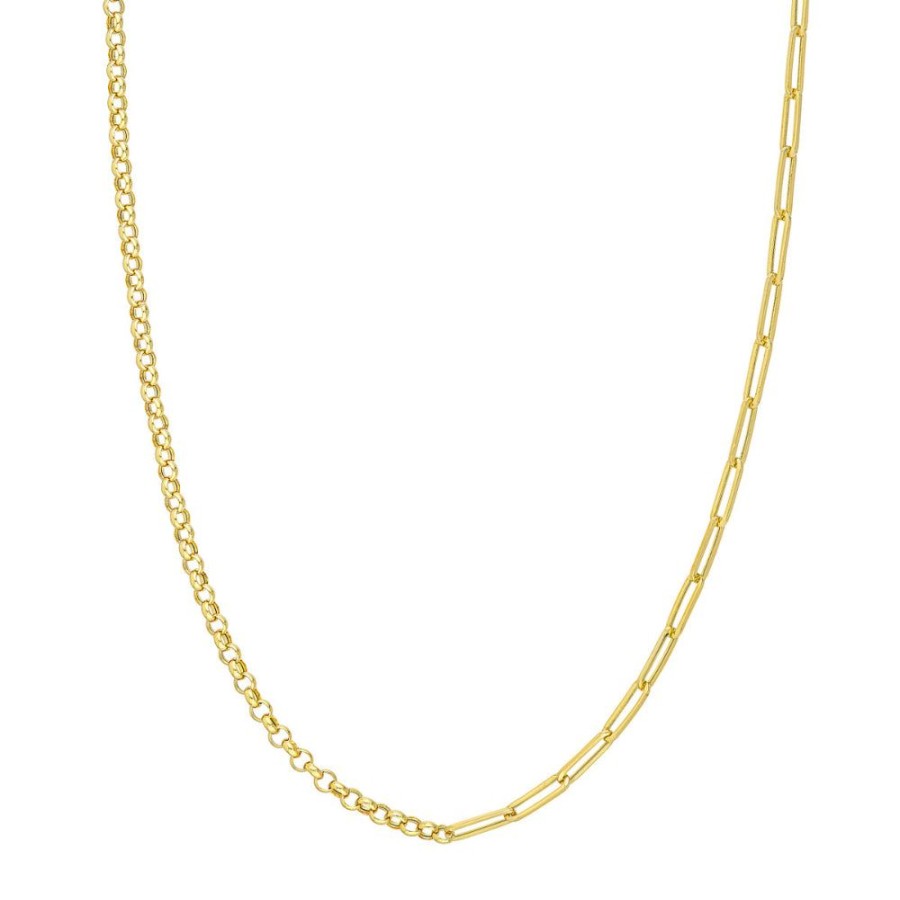 Jewelry Smyth Jewelers | 14K Gold 50/50 Paper Clip & Rolo Chain Necklace