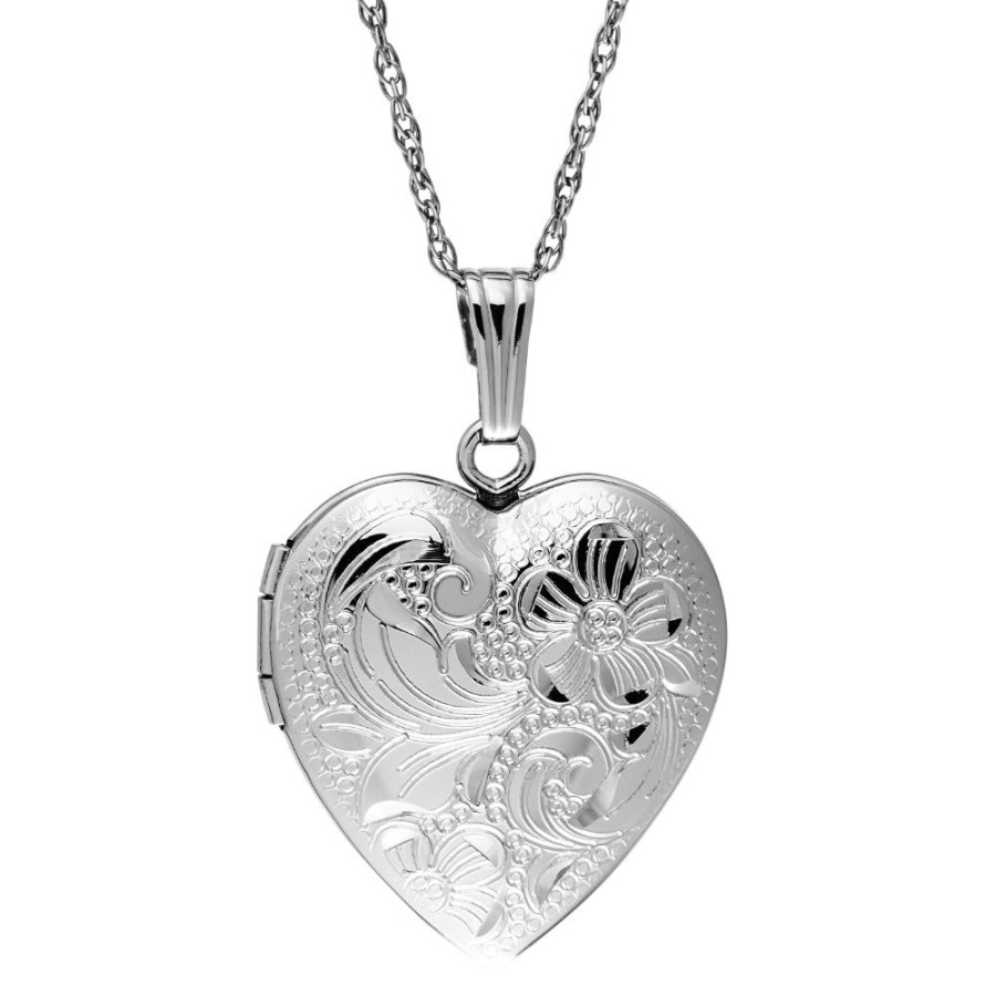 Jewelry Smyth Jewelers | Sterling Silver Engraved Heart Locket Necklace 18"