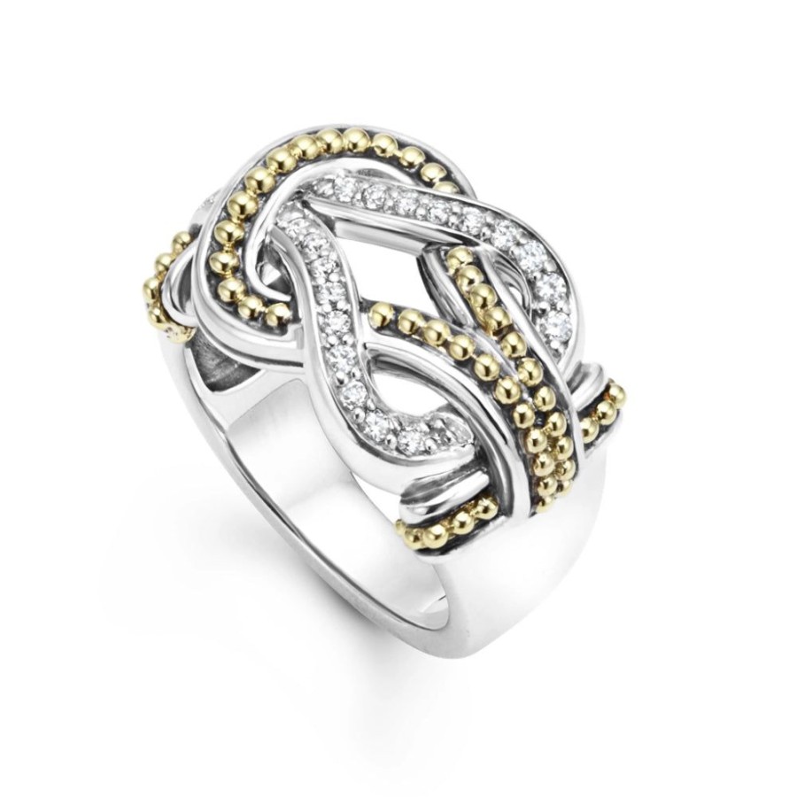 Jewelry Lagos | Lagos Newport Large Two Tone Knot Diamond Ring