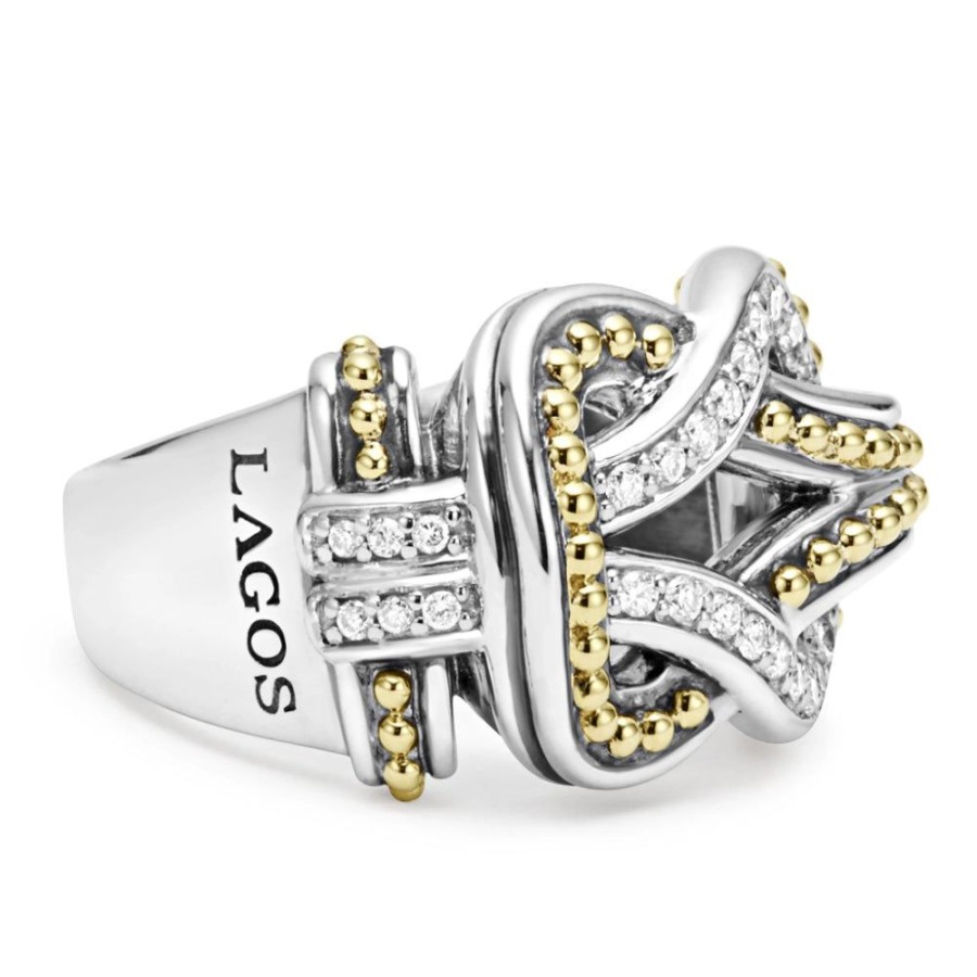 Jewelry Lagos | Lagos Newport Large Two Tone Knot Diamond Ring