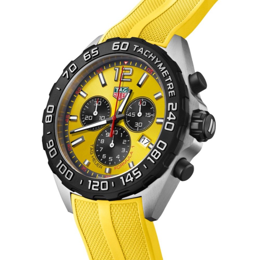 Timepieces TAG Heuer | Tag Heuer Formula 1 Quartz Chronograph 43Mm Steel/Yellow Rubber