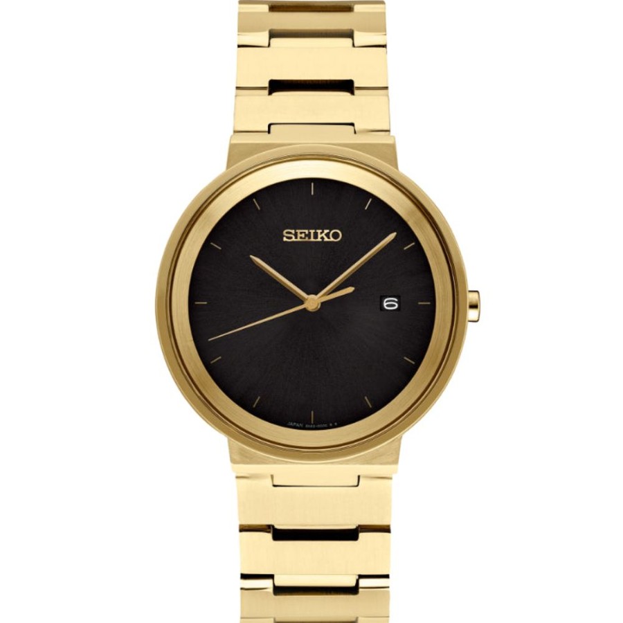 Gifts Seiko | Seiko Essential Collection Black Sunray Dial Gold-Tone