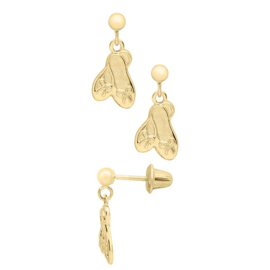 Jewelry Smyth Jewelers | Children'S 14K Yellow Gold Ballet Shoes Earrings