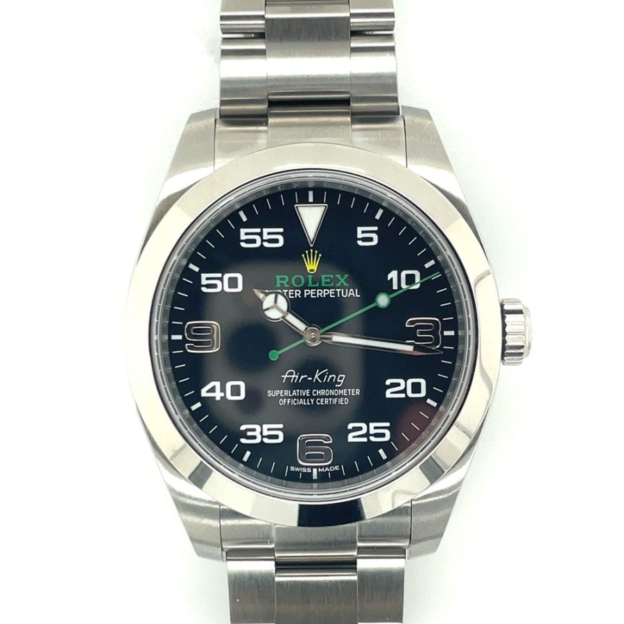 Timepieces Smyth Jewelers | Estate Gents Rolex Air King With Black Dial In Stainless Steel