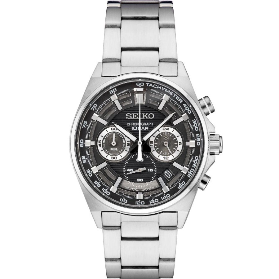 Timepieces Seiko | Seiko Essentials 41Mm Chronograph - Black Dial, Ssb397