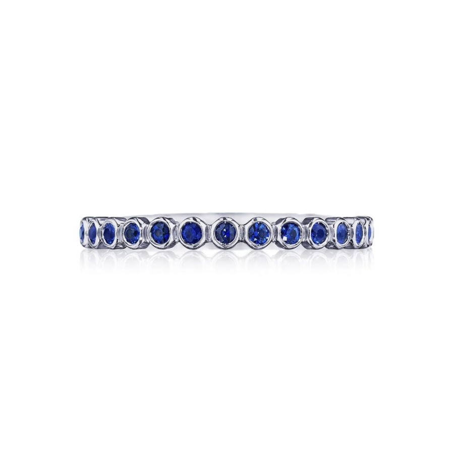 Jewelry Tacori | Tacori Sculpted Crescent 18K Gold Bezel Droplet Sapphire Wedding Band