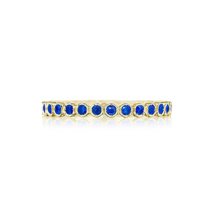 Jewelry Tacori | Tacori Sculpted Crescent 18K Gold Bezel Droplet Sapphire Wedding Band