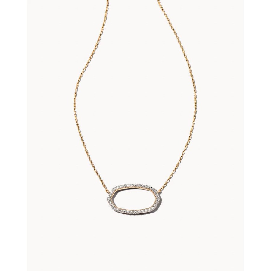 Jewelry Kendra Scott | Kendra Scott Elisa 14K Gold Open Frame Pendant Necklace In White Diamo