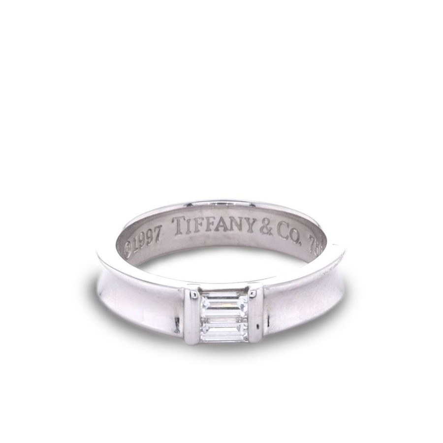 Jewelry Smyth Jewelers | Estate Tiffany & Co 18K White Gold Double Baguette Diamond Ring