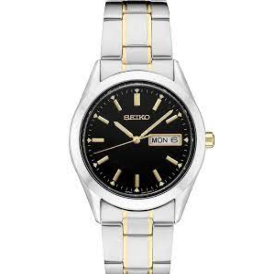 Timepieces Seiko | Seiko Essentials Two Tone 37Mm Black/Steel