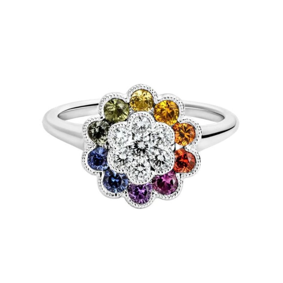 Jewelry Smyth Jewelers | 14K Multi Color Sapphire Flower Ring