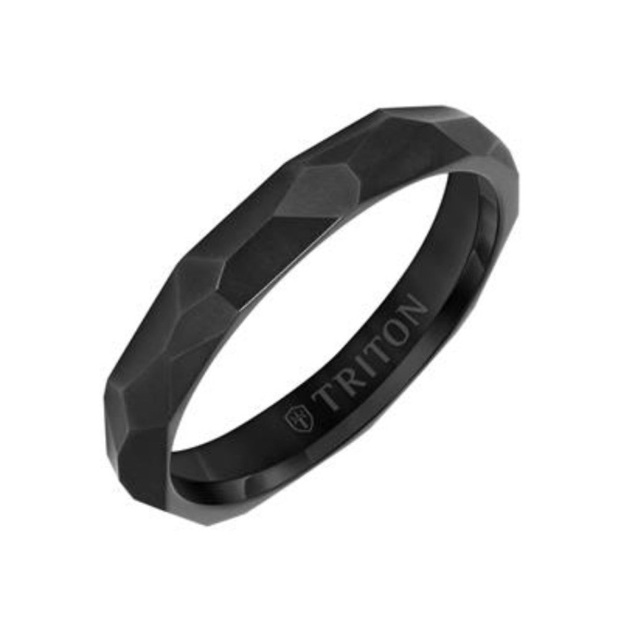 Jewelry Smyth Jewelers | Frederick Goldman 4Mm Faceted Black Titanium Band