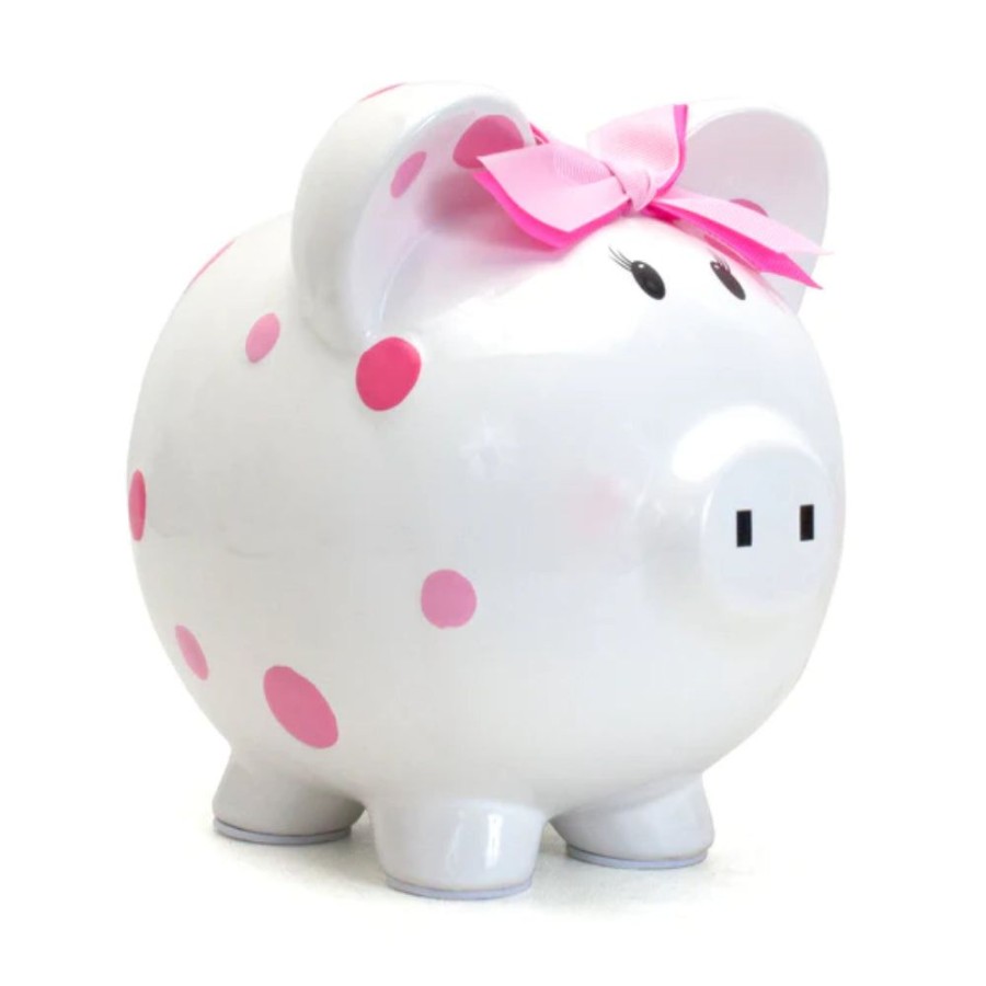 Gifts Smyth Jewelers | Child To Cherish Pink Multi-Dot Piggy Bank