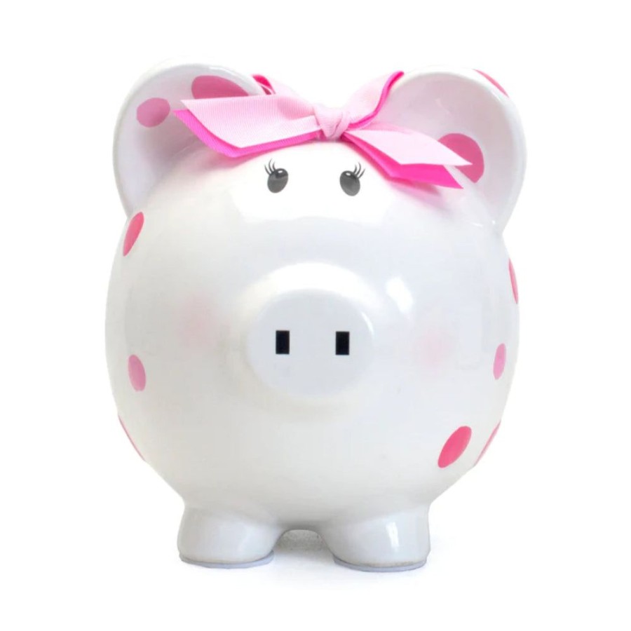 Gifts Smyth Jewelers | Child To Cherish Pink Multi-Dot Piggy Bank