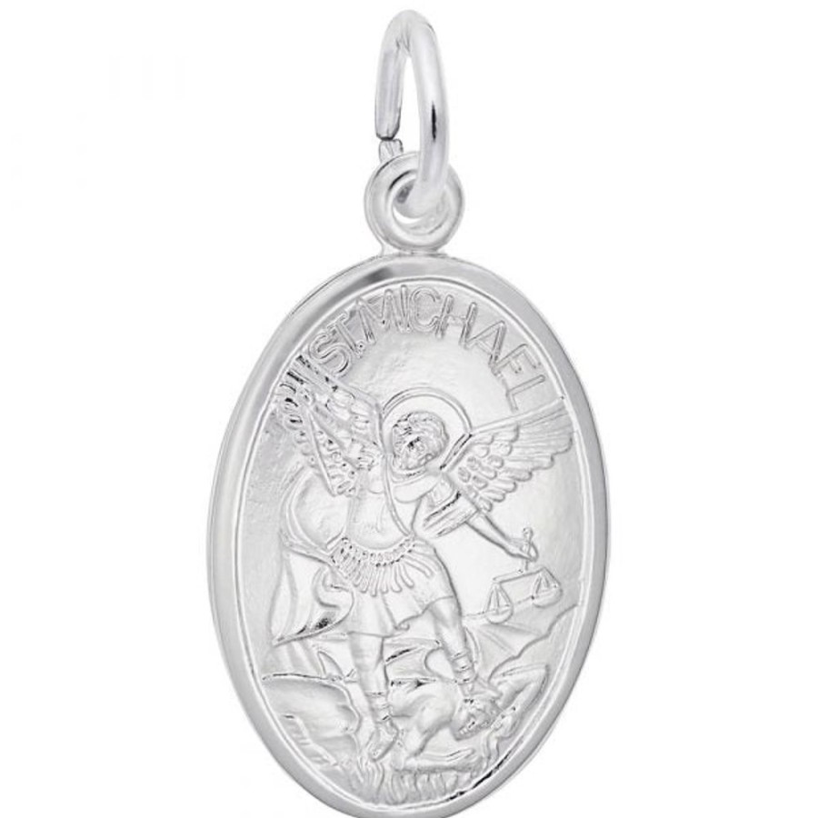 Jewelry Rembrandt | Sterling Silver St. Michael Oval Charm