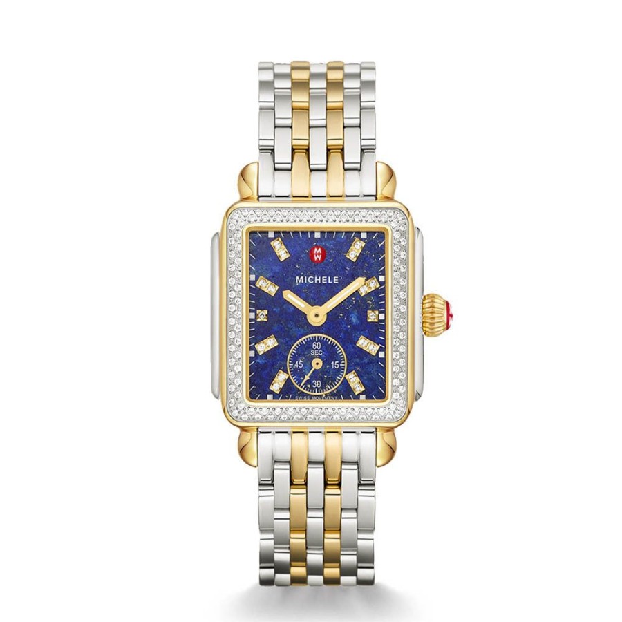 Timepieces Michele | Michele Deco Mid Two-Tone Diamond Watch - Lapis