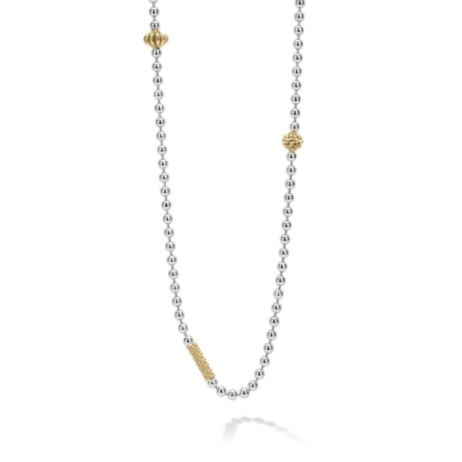 Jewelry Lagos | Lagos Caviar Icon Two Tone Beaded Necklace