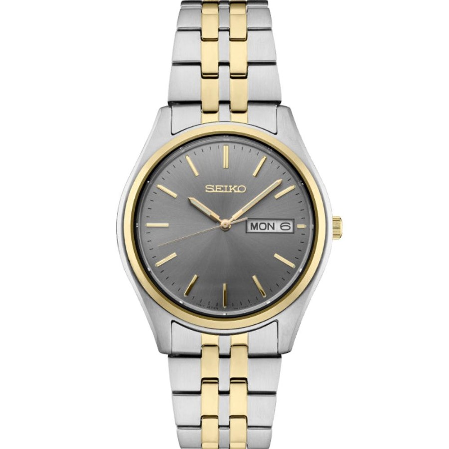 Gifts Seiko | Seiko Essentials Charcoal Sunray Dial Two-Tone Stainless Quartz