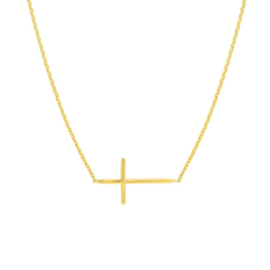 Jewelry Smyth Jewelers | 14K Yellow Gold Mini Sideways Cross Necklace 16-18"