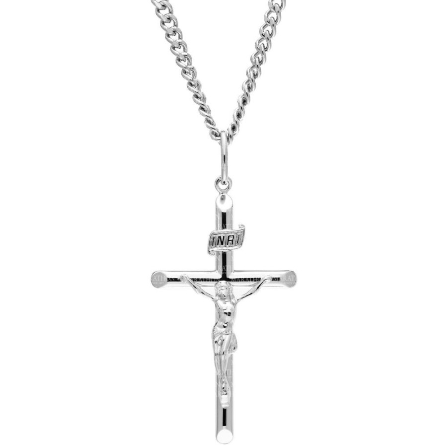 Jewelry Smyth Jewelers | Sterling Silver Large Crucifix Pendant Necklace