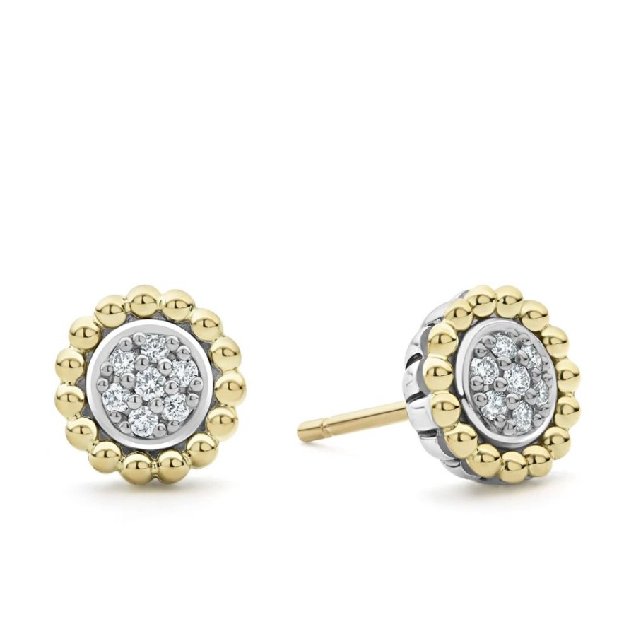 Jewelry Lagos | Lagos Caviar Lux Two Tone Diamond Stud Earrings