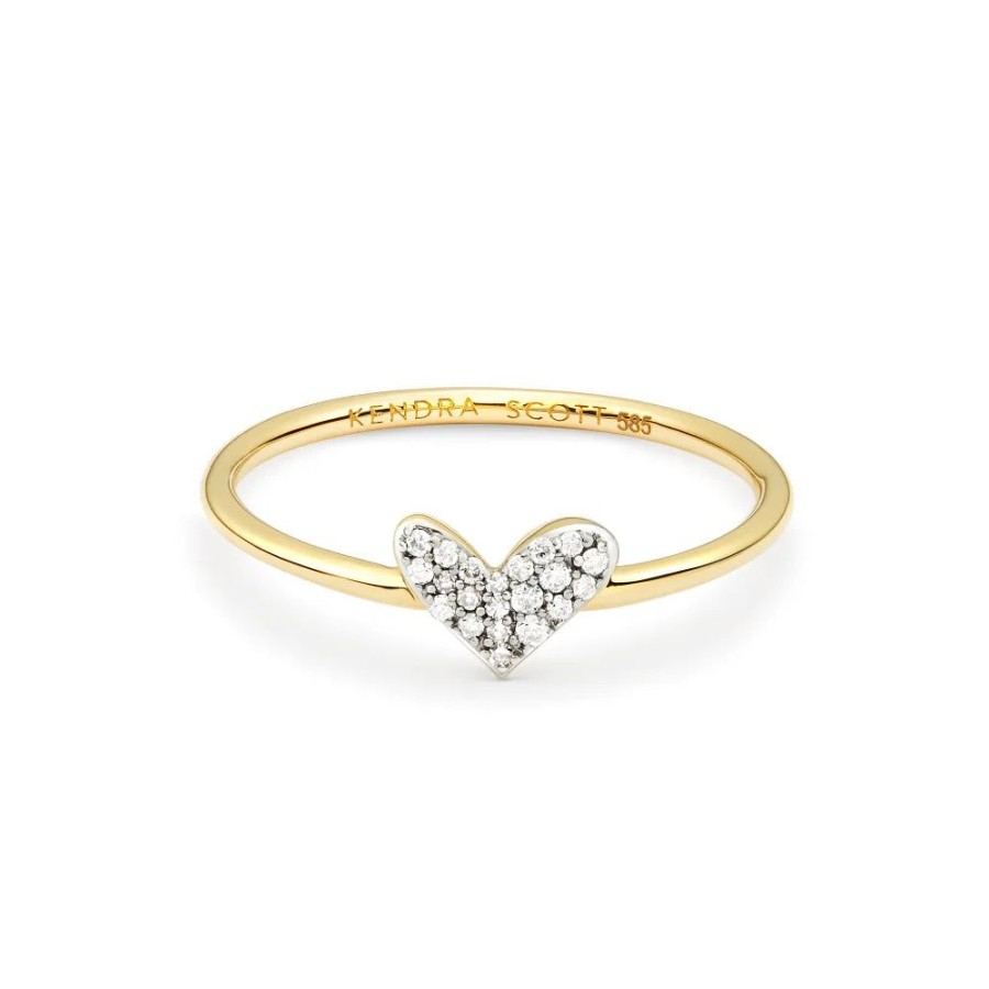 Jewelry Kendra Scott | Kendra Scott Heart 14K Yellow Gold Band Ring In White Diamond