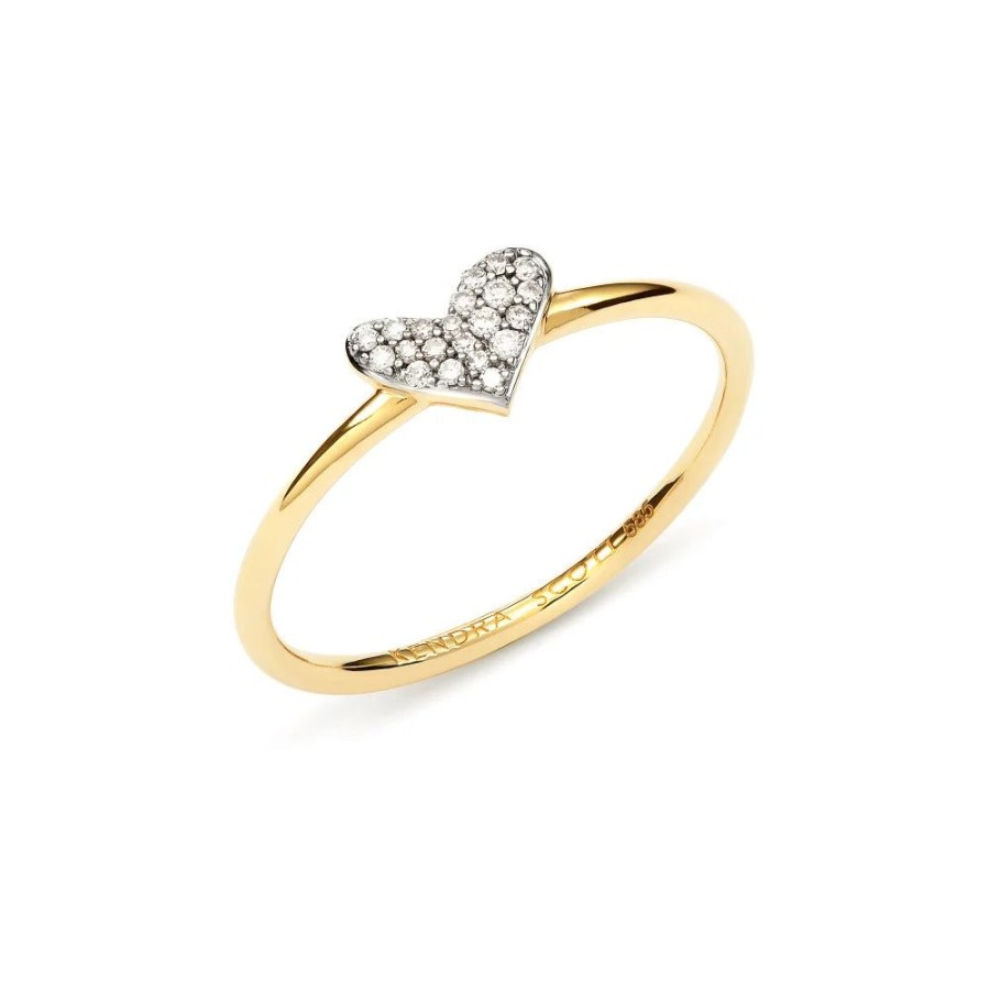 Jewelry Kendra Scott | Kendra Scott Heart 14K Yellow Gold Band Ring In White Diamond