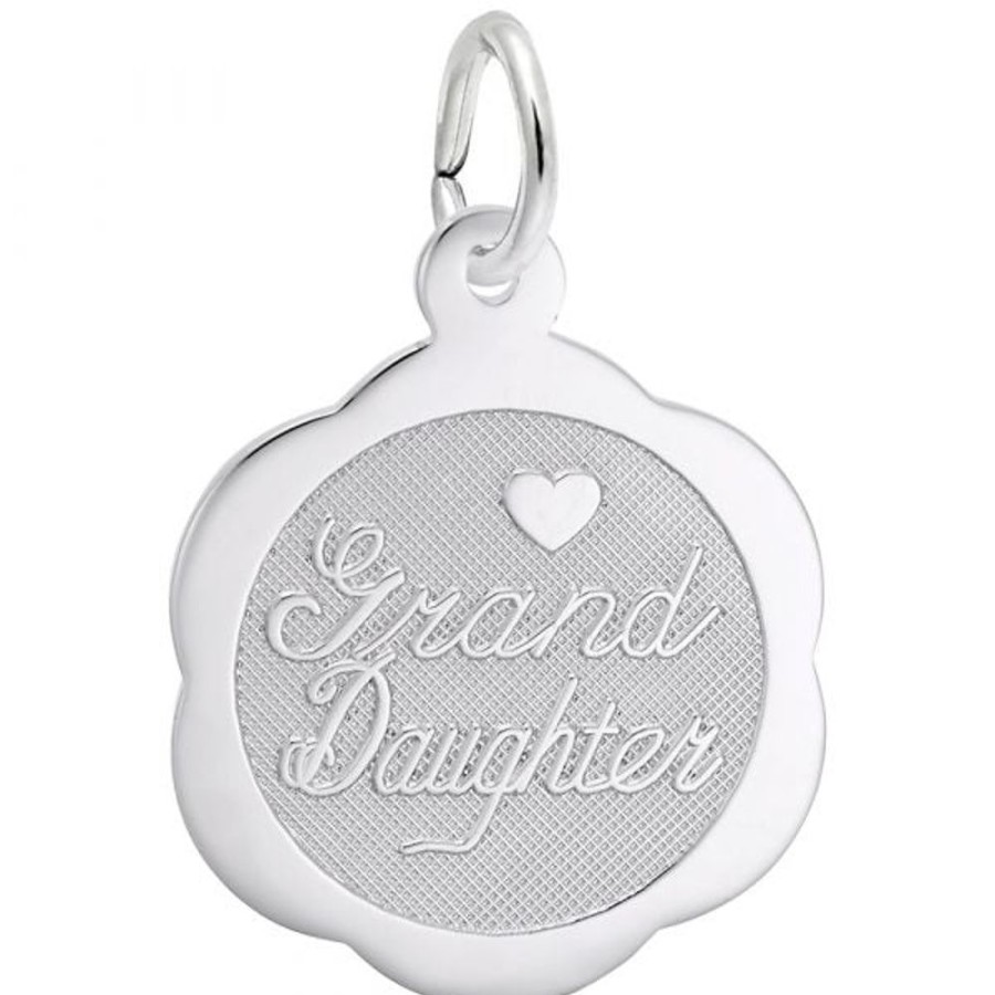 Jewelry Rembrandt | Sterling Silver Grandaughter Scalloped Disc Charm