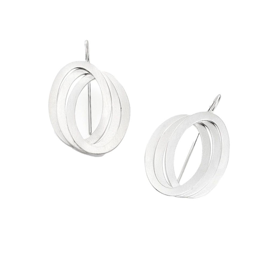 Jewelry Kelim | Sterling Silver Triple Oval Link Earrings