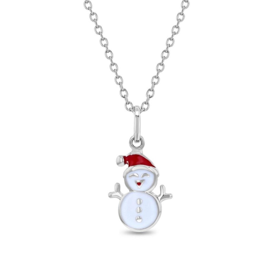 Gifts Smyth Jewelers | Girls Christmas Snowman Pendent Necklace