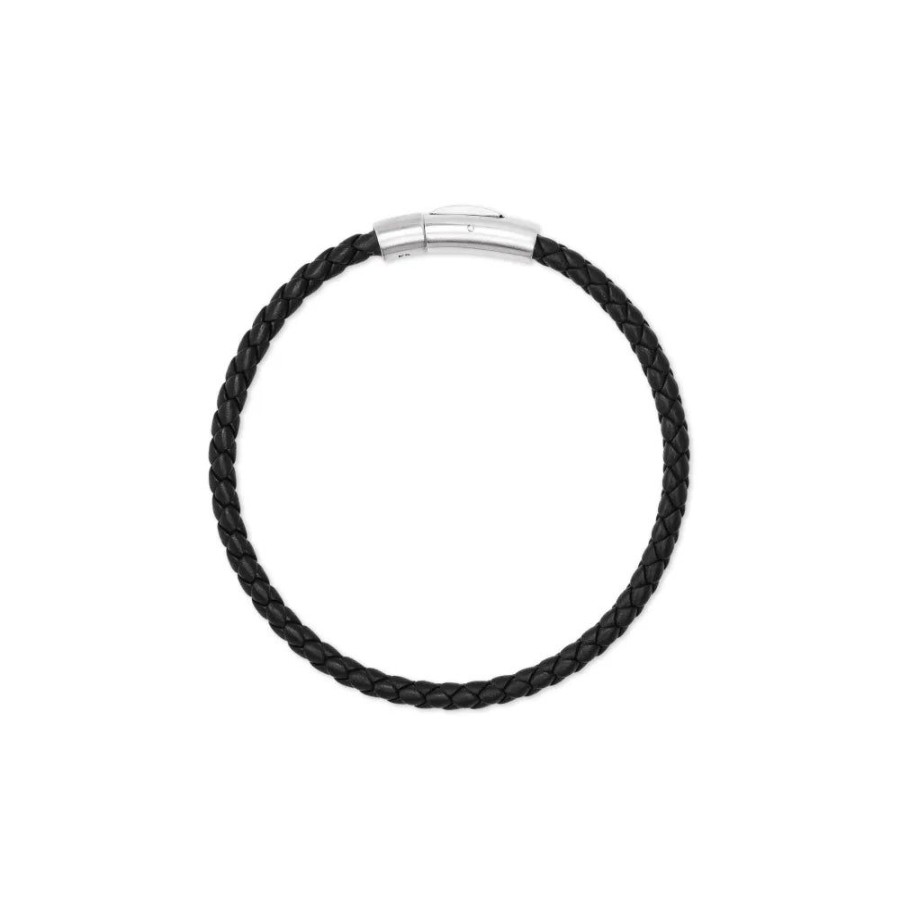 Gifts Kendra Scott | Scott Bros. Evans Sterling Silver Corded Bracelet In Black Leather