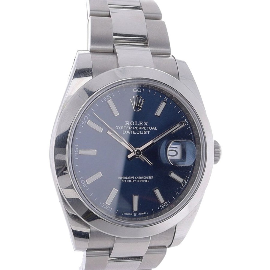 Timepieces Smyth Jewelers | Estate Gents Rolex Datejust With Blue Dial In Stainless Steel